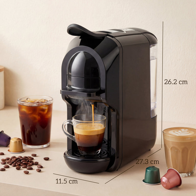Coffee Machine for Quick Espresso and Capsule Brewing with Easy Controls Black AOSOM