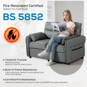 2 Seater Sofas, Dark Grey Faux Leather Loveseat Sofa Ideal for Small Spaces