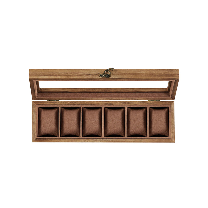 Rustic Walnut Watch Box with 6 Slots for Mens and Womens Watches by Songmics