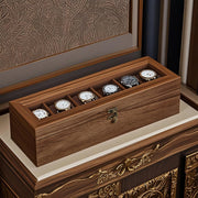 Wooden Watch Box with 6 Slots and Glass Lid Organiser for Men and Women by Songmics