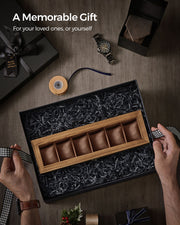 Rustic Walnut Watch Box with 6 Slots for Mens and Womens Watches by Songmics