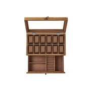 Wooden Watch Box with 12 Slots and Glass Lid 2 Tier Display Case Organiser by Songmics