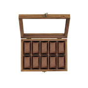 Rustic Walnut Watch Box with 10 Slots Organiser for Men and Women by Songmics
