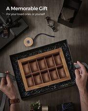 Rustic Walnut Watch Box with 10 Slots Organiser for Men and Women by Songmics