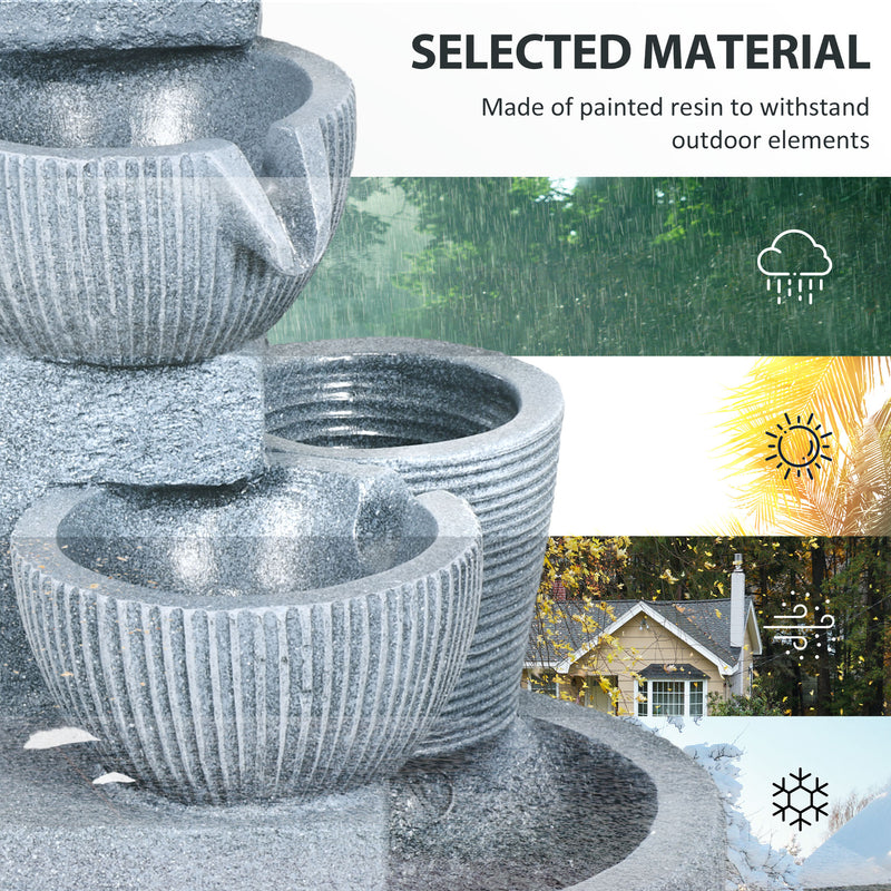 Solar Powered Outdoor Water Fountain Dark Grey by Outsunny