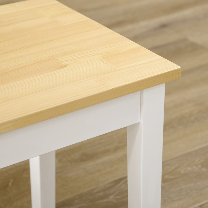 Farmhouse Dining Table and Bench Set with Sturdy Wooden Frame for Kitchen or Lounge Natural and White