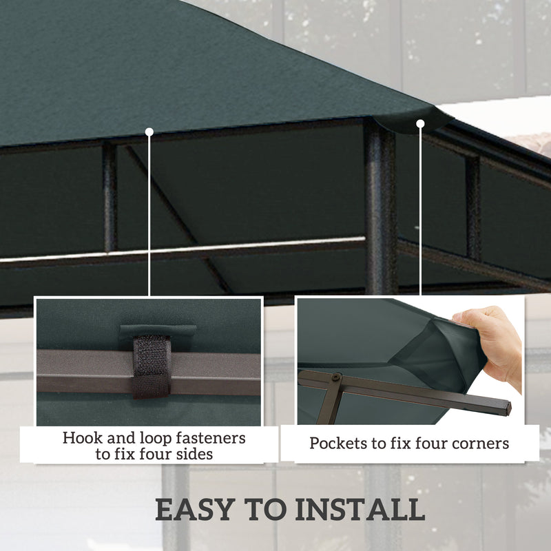 3 x 3 m Garden Gazebo Canopy Top Cover with Drain Holes for Outdoor Use Grey AOSOM