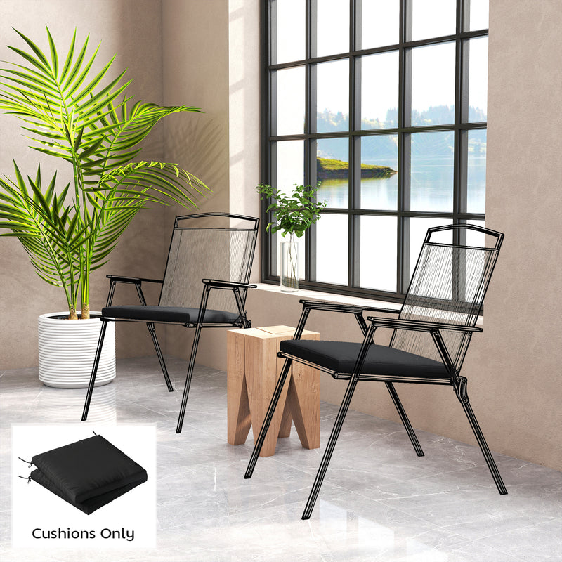 Garden Chair Cushions Set of 2 with Firm Support and Easy Clean Covers Black