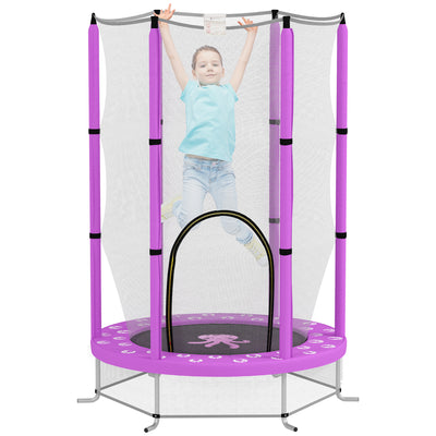 Purple 4.6FT Toddler Trampoline with Safety Net for Ages 3 to 6 Indoor Outdoor Use by Outsunny AOSOM