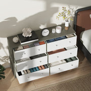 Fabric Chest of Drawers with 6 Spacious Storage Drawers Ideal for Bedroom or Nursery White Grey