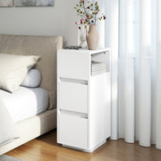 Slim Bedside Table With Open Shelf and Drawers Ideal for Small Bedrooms White AOSOM