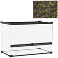 Glass Reptile Terrarium with Stone Background Front Ventilation and Lock 50x30x35cm Black