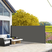 Dark Grey Retractable Garden Side Awning 400 x 180cm for Privacy on Patio or Balcony