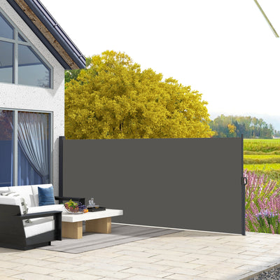 Dark Grey Retractable Garden Side Awning 400 x 180cm for Privacy on Patio or Balcony