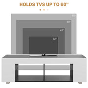 Modern TV Cabinet With Adjustable Shelves And LED Lighting For Living Room, White