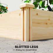 Raised Wooden Garden Planter Box With Divider For Vegetables Herbs And Flowers Natural AOSOM