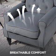 Grey Wingback Accent Chair With Button Tufted Backrest For Living Room Or Bedroom Use