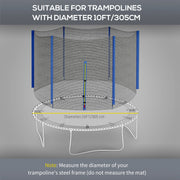 10ft Trampoline Net Replacement with Zipped Entrance and Pole Covers Blue by SPORTNOW AOSOM