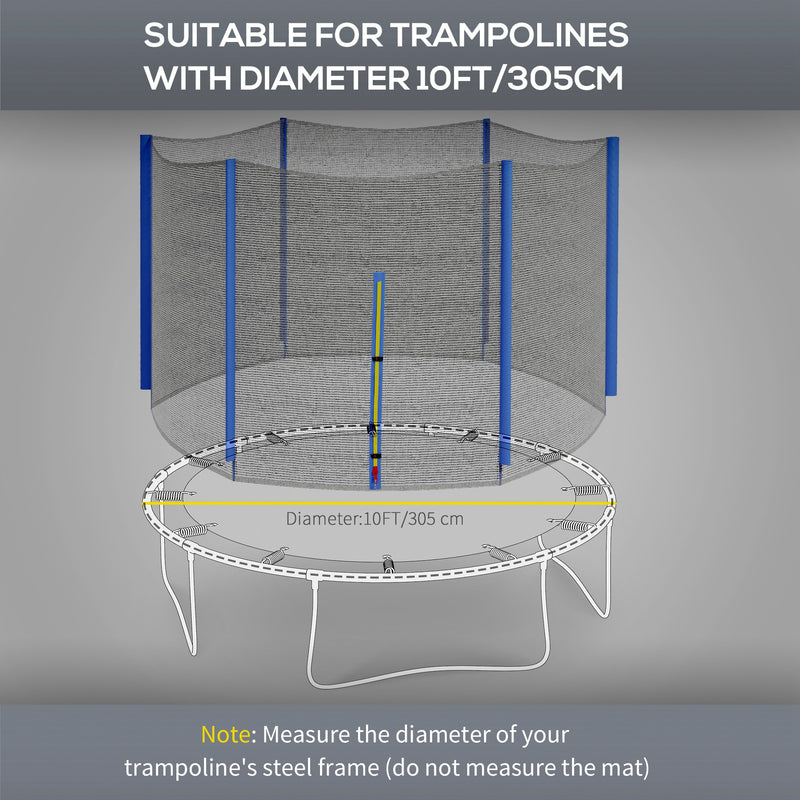 10ft Trampoline Net Replacement with Zipped Entrance and Pole Covers Blue by SPORTNOW AOSOM