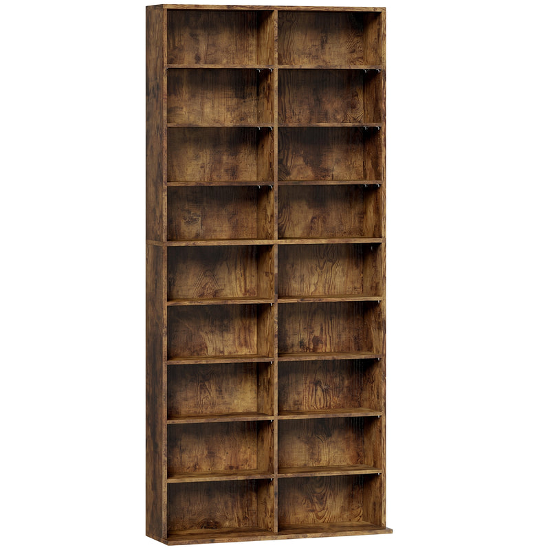 Tall Media Storage Unit with Adjustable Shelves for CDs and DVDs Slim Design