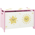 Kids Wooden Toy Storage Box with Safety Hinges and Handles for Playroom or Bedroom Pink 60x37x39 cm