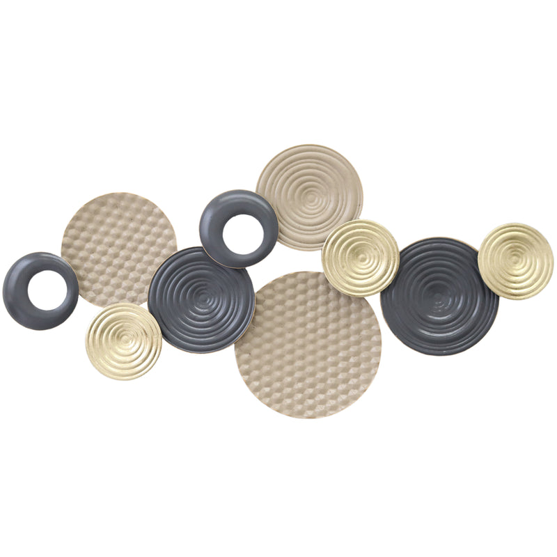Metal Wall Art for Living Room Easy Hang Hand Painted Modern Design Khaki Gold Black