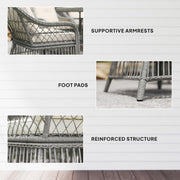 Grey 6 Seater Rattan Patio Dining Set with Cushions and WPC Table