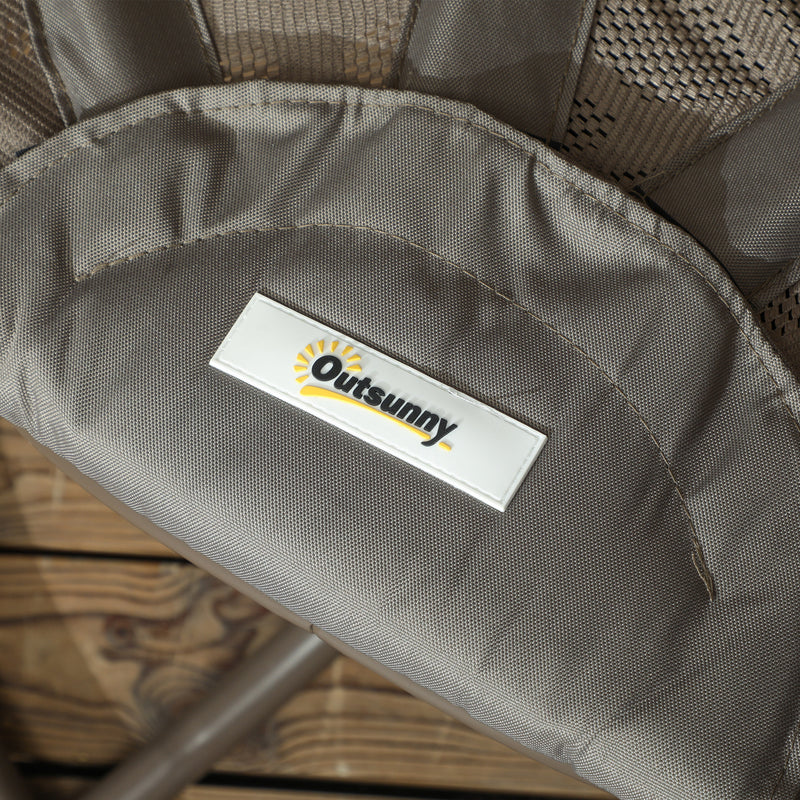 Sand Brown Swivel Egg Chair with Cushions Foldable Basket Seat and Metal Frame by Outsunny