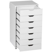 Mobile 7 Drawer Office Filing Cabinet With Smooth Rolling Wheels For Storage, White