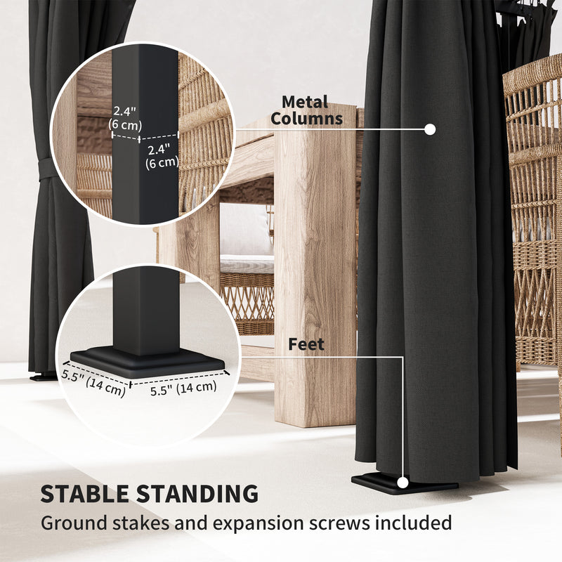 Dark Grey 3 x 3 m Retractable Roof Pergola with Curtains for Garden by Outsunny