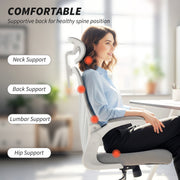 Ergonomic Office Chair With Adjustable Headrest And Foldable Backrest For Home Work Light Grey AOSOM