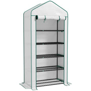 5 Tier Mini Greenhouse With Roll Up Door For Indoor Or Outdoor Use, White
