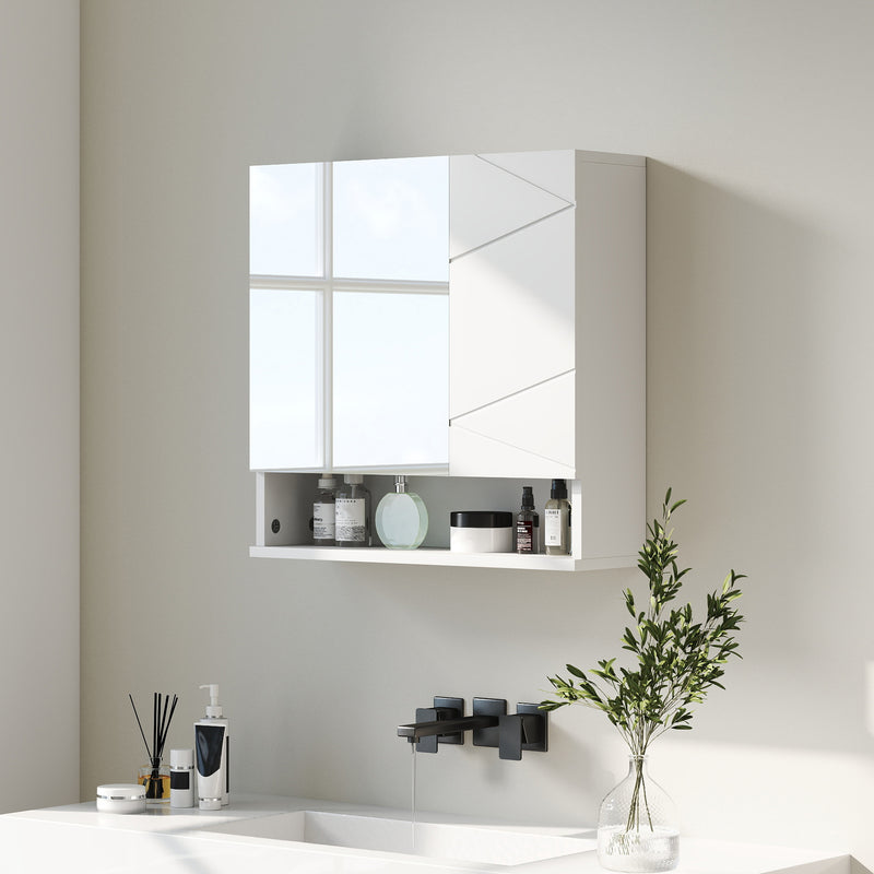 White Wall Mounted Bathroom Cabinet with Shelves for Storage and Organisation
