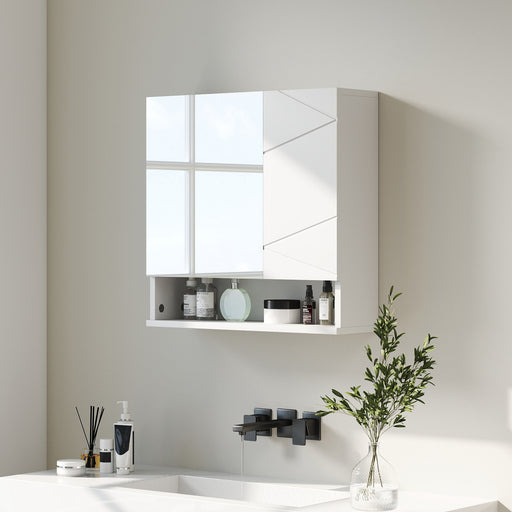 White Wall Mounted Bathroom Cabinet with Shelves for Storage and Organisation