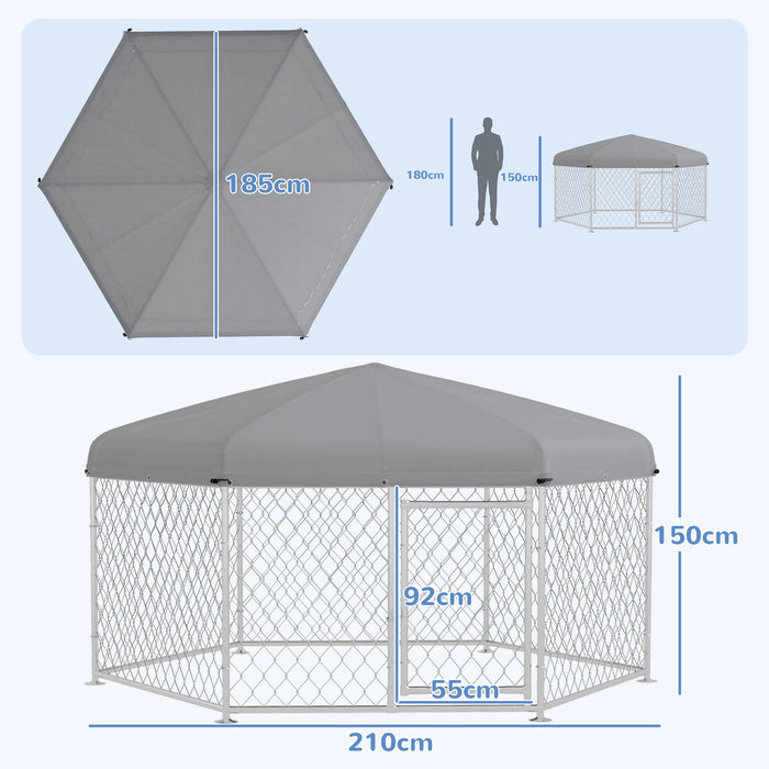 Extra Large Outdoor Dog Kennel with Lockable Door for Garden Use Steel Frame Black