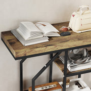 4 Tier Industrial Console Table With Storage Shelves For Hallway Or Living Room Rustic Brown AOSOM