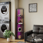 5 Tier LED Floor Lamp With Shelves And Remote Control For Living Room Or Office, Black