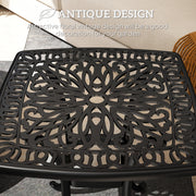 Black Cast Aluminium Garden Table with Umbrella Hole and Anti-Slip Feet by Outsunny