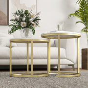 Marble Effect Nesting Tables Gold and White Space Saving Design by HOMCOM