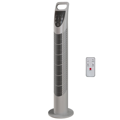 Tower Fan for Small Rooms with Quiet Operation and Remote Control Grey AOSOM
