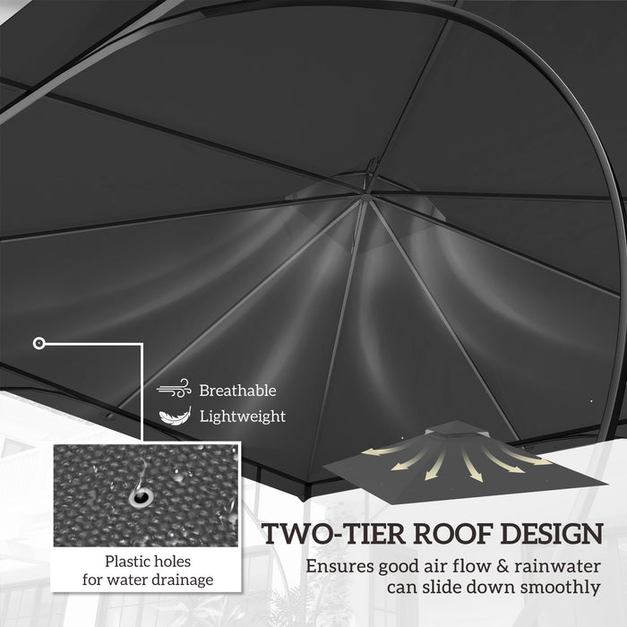 Black 3x3m Replacement Gazebo Canopy Double Tier Roof for Garden and Patio by Outsunny