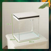 14L Glass Fish Tank with Filter System LED Lights and Water Pump White by PawHut AOSOM
