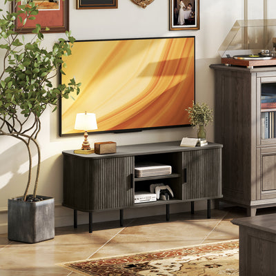 Modern TV Stand Cabinet with Storage Shelves for TVs up to 55 Inches for Living Room Grey