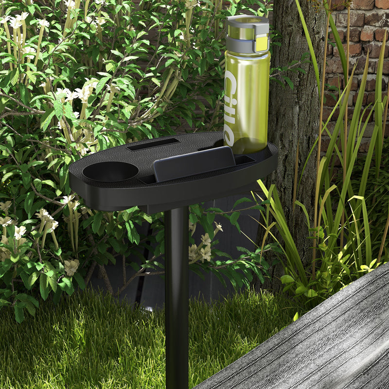 Black Steel Hammock Stand With Side Tray For Rope And Brazilian Style Hammocks