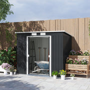 7x4 Galvanised Steel Garden Shed With Foundation Kit Dark Grey by Outsunny