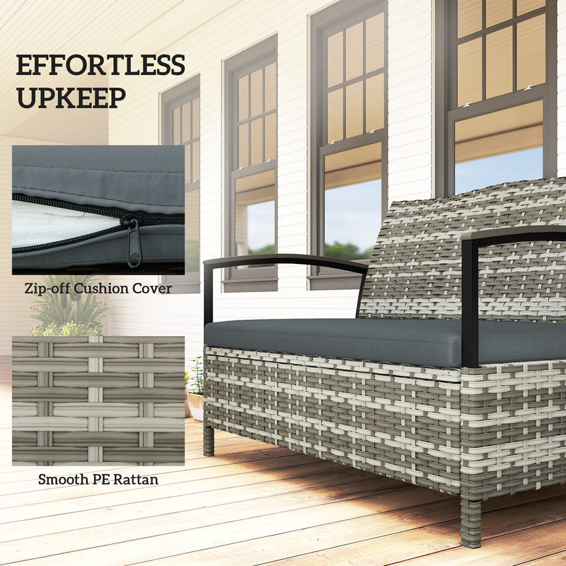 Garden Storage Bench with 125L Hidden Compartment and Padded Seat for Two Dark Grey Outsunny
