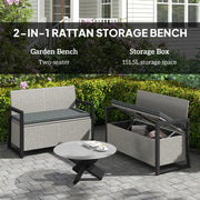 Grey 151.5L Garden Storage Bench with Cushion Weatherproof Seat by Outsunny
