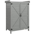 Potting Station with Storage Cabinet & Galvanised Steel Top for Organising Garden Tools and Supplies, Grey Outsunny