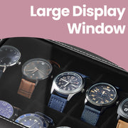 Lockable 12 Slot Watch Box with Glass Lid and Drawer for Organised Storage by Songmics