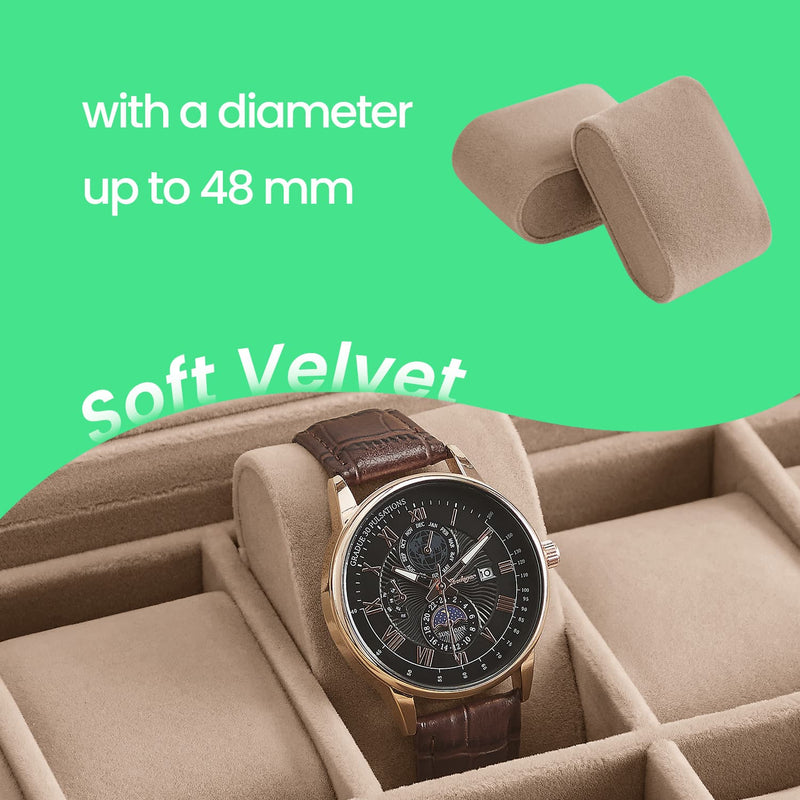 Lockable 12 Slot Watch Box with Glass Lid and Drawer for Mens Accessories by Songmics